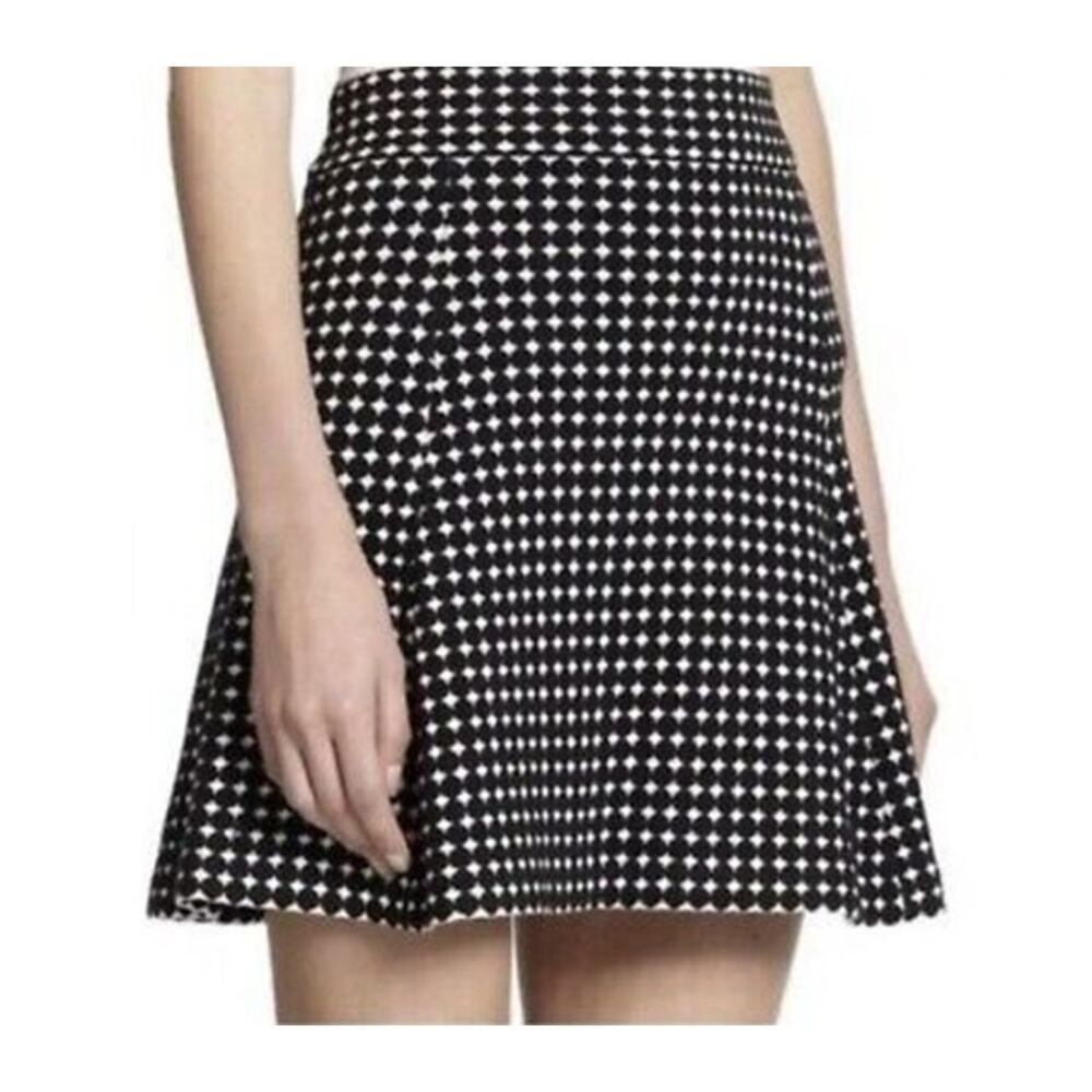 Theory Doreene A-Line Mini Skirt P/XS Black White Geometric Knitted Knit Pull On